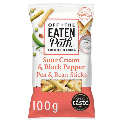 Off The Eaten Path Sour Cream Pea & Bean Sticks Sharing Bag Crisps 100g Botiga