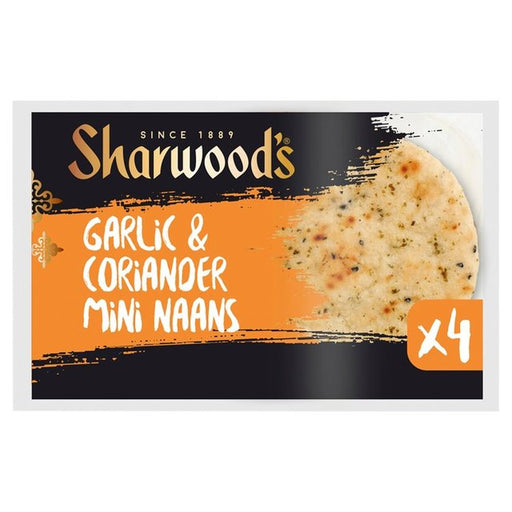 Sharwood's Naans Mini Garlic & Coriander 4 per pack Botiga