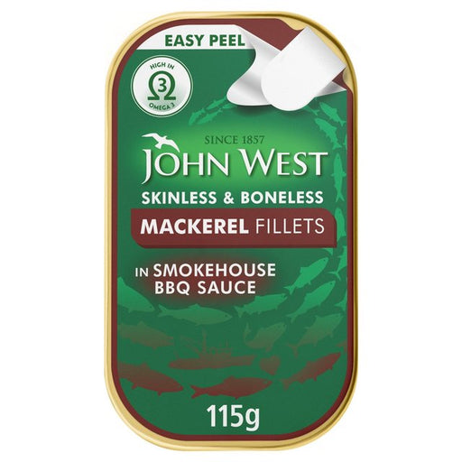 John West Skinless & Boneless Mackerel Fillets In Smokehouse BBQ Sauce 115g Botiga