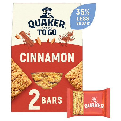 Quaker Porridge To Go Cinnamon Breakfast Bars 55g x 2 per pack Botiga