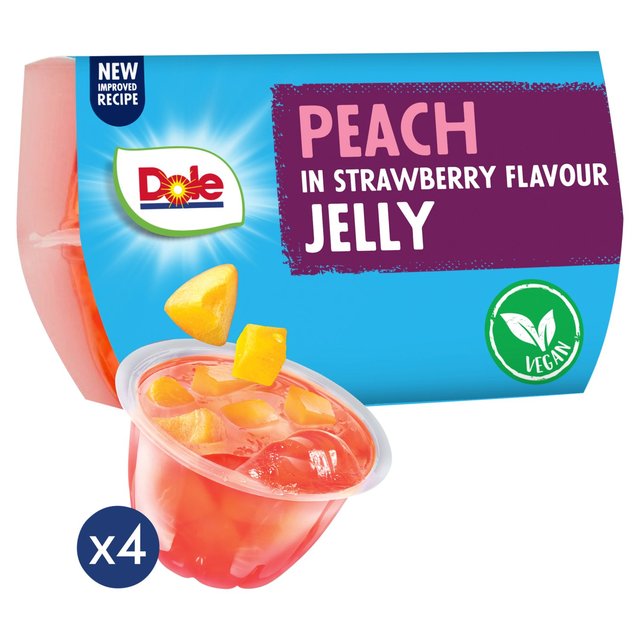 Dole Peach In Strawberry Jelly Pots Multipack 4 x 123g Botiga