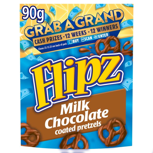 Flipz Milk Chocolate Covered Pretzels Pouch 90g Botiga