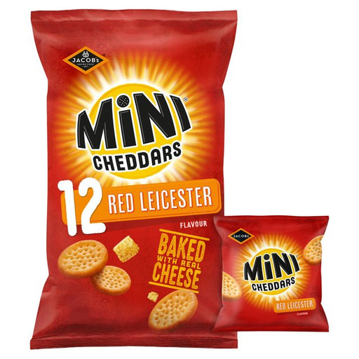 Jacob's Mini Cheddars Red Leicester Baked Snacks Multipack 12 per pack Botiga