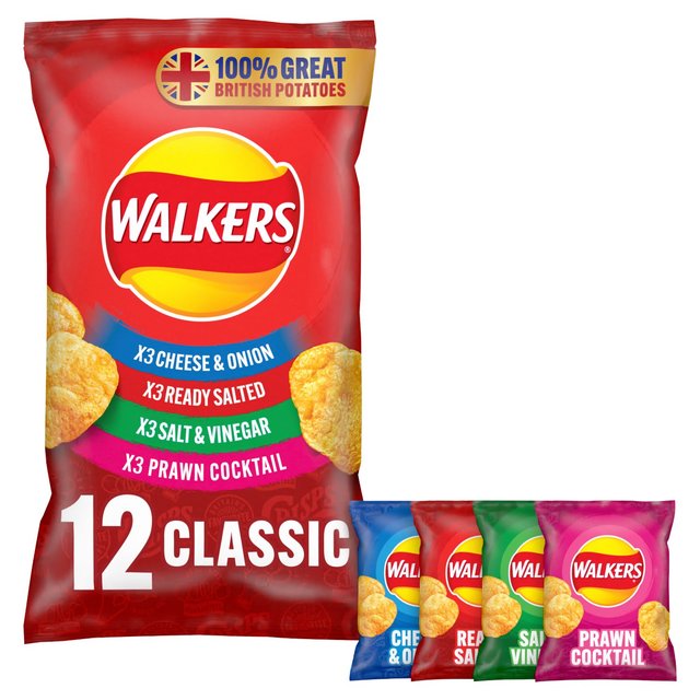 Walkers Classic Variety Multipack Crisps 12 per pack Botiga