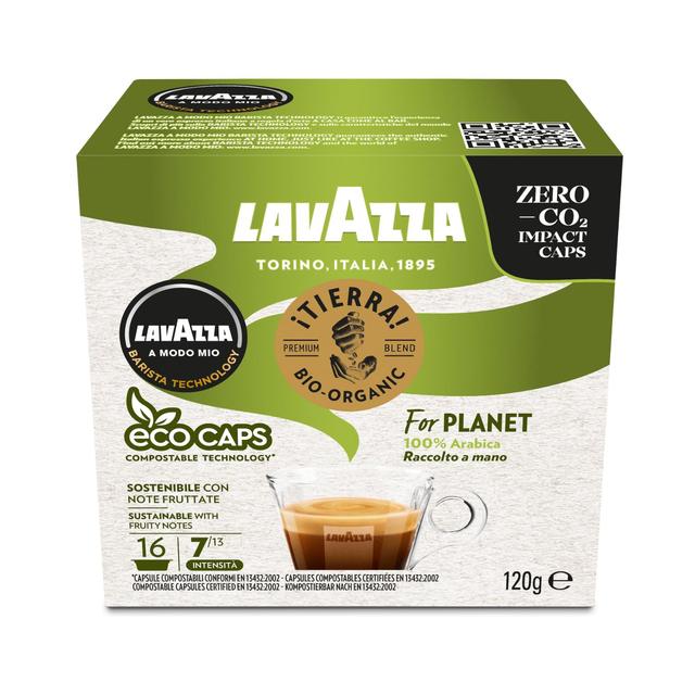 Lavazza A Modo Mio Compostable Tierra Organic Coffee Capsules 16 per pack Botiga