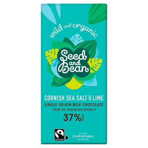 Seed & Bean Organic Milk Chocolate Bar Sea Salt & Tropical Lime 85g Botiga