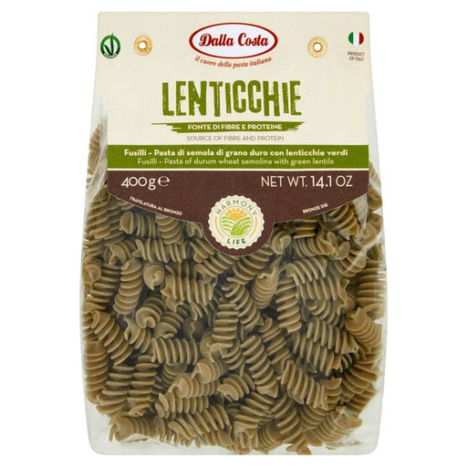 Dalla Costa Harmony Life Pasta Fusilli with Green Lentils 400g Botiga