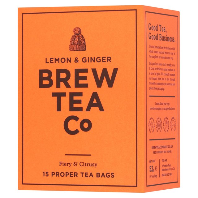 Brew Tea Co Lemon & Ginger Tea Bags 15 per pack Botiga