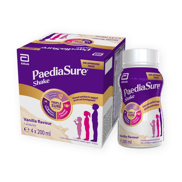 PaediaSure Shake Vanilla Nutritional Supplement Drink, 1-10 Yrs Multipack 4 x 200ml Botiga