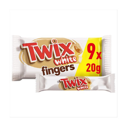 Twix Caramel & White Chocolate Fingers Biscuit Snack Bars Multipack 9 x 20g Botiga