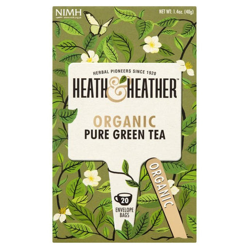 Heath & Heather Organic Pure Green Tea 20 per pack Botiga