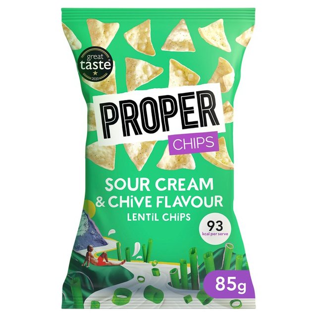 Properchips Sour Cream & Chive Lentil Chips 85g Botiga