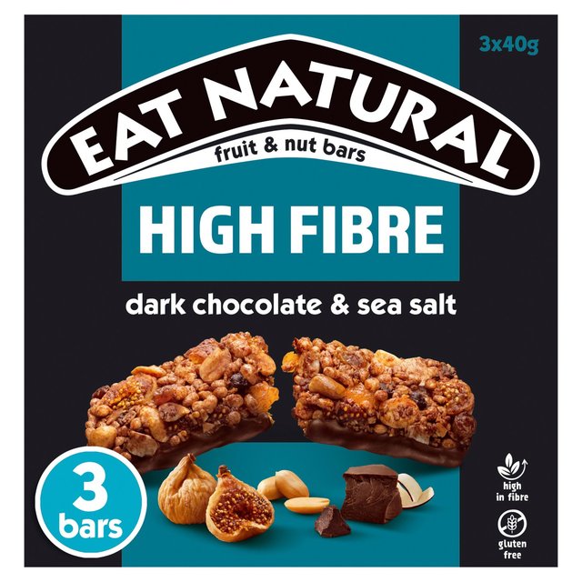 Eat Natural Fibre Packed Dark Chocolate & Sea Salt Bars 3 x 40g Botiga