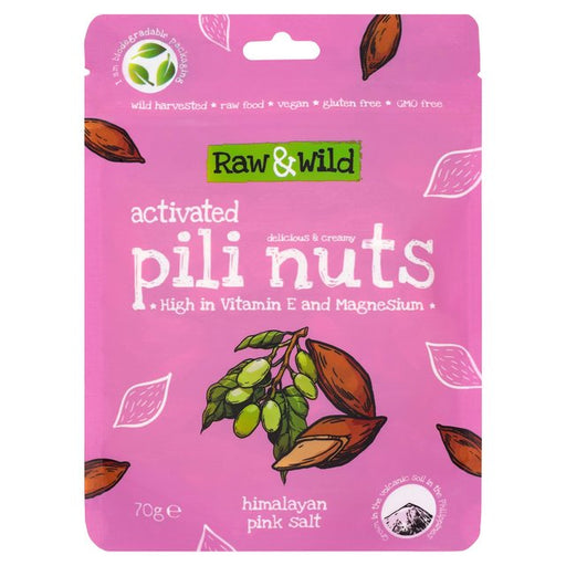 Raw & Wild Activated Pili Nuts Himalayan Pink Salt Organic 70g Botiga