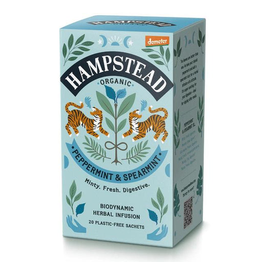 Peppermint & Spearmint Tea Bags Organic Biodynamic Fairtrade Hampstead Tea 20 per pack Botiga