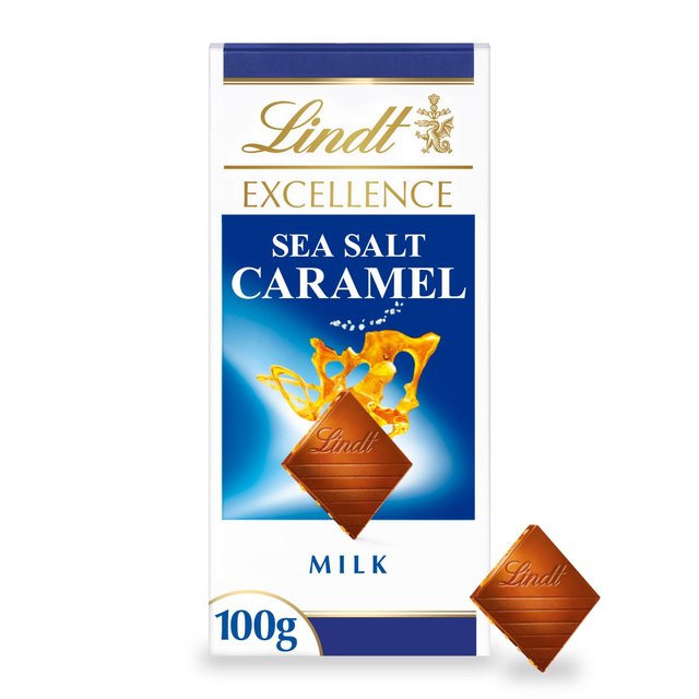 Lindt Excellence Caramel & Sea Salt Milk Chocolate Bar 100g Botiga