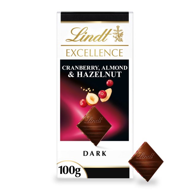 Lindt Excellence Cranberry, Almond & Hazelnut Dark Chocolate Bar 100g Botiga