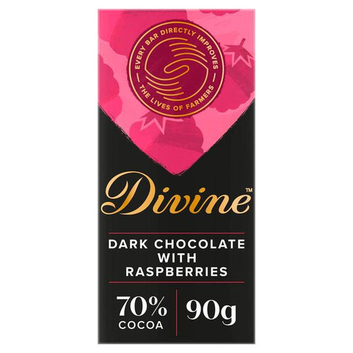 Divine 70% Dark Chocolate with Raspberry 90g Botiga