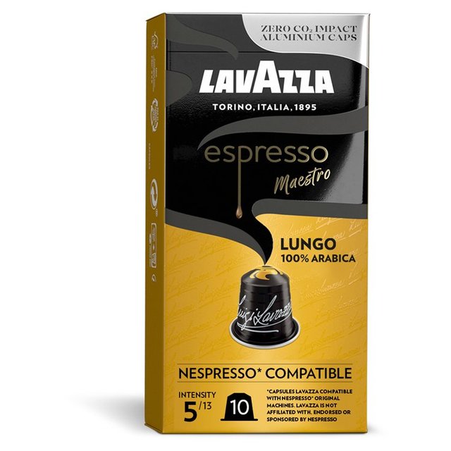 Lavazza Espresso Lungo Aluminium Nespresso Compatible Capsules 10 per pack Botiga