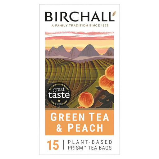 Birchall Green Tea & Peach Tea Bags 15 per pack Botiga