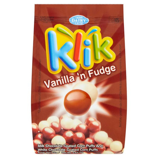 Klik Chocolate Coated Crunchy Bites - Vanilla n' Fudge 75g Botiga