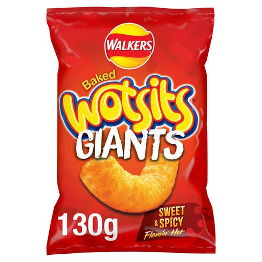 Walkers Wotsits Giants Sweet & Spicy Flamin' Hot Sharing Bag Snacks 130g Botiga