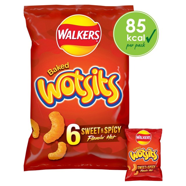 Walkers Wotsits Sweet & Spicy Flamin Hot Multipack Snacks 6 per pack Botiga