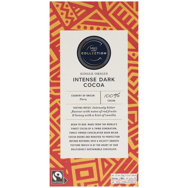 M&S Collection 100% Peruvian Intense Dark Cocoa 100g Botiga