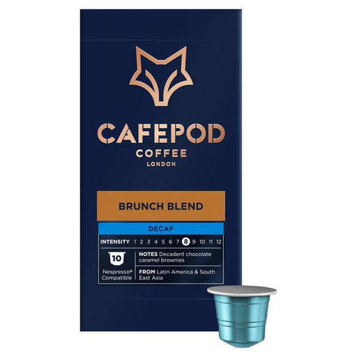 CafePod Decaf Brunch Blend Nespresso Compatible Aluminium Coffee Pods 10 per pack Botiga