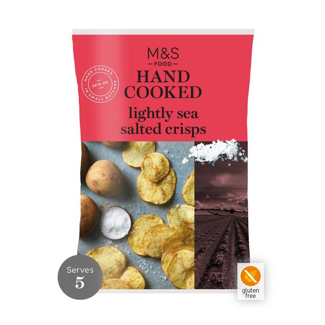 M&S Lightly Sea Salted Hand Cooked Crisps 150g Botiga