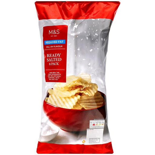 M&S Reduced Fat Ready Salted Crisps Multipack 6 per pack Botiga