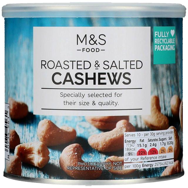 M&S Roasted & Salted Cashew Tin 300g Botiga