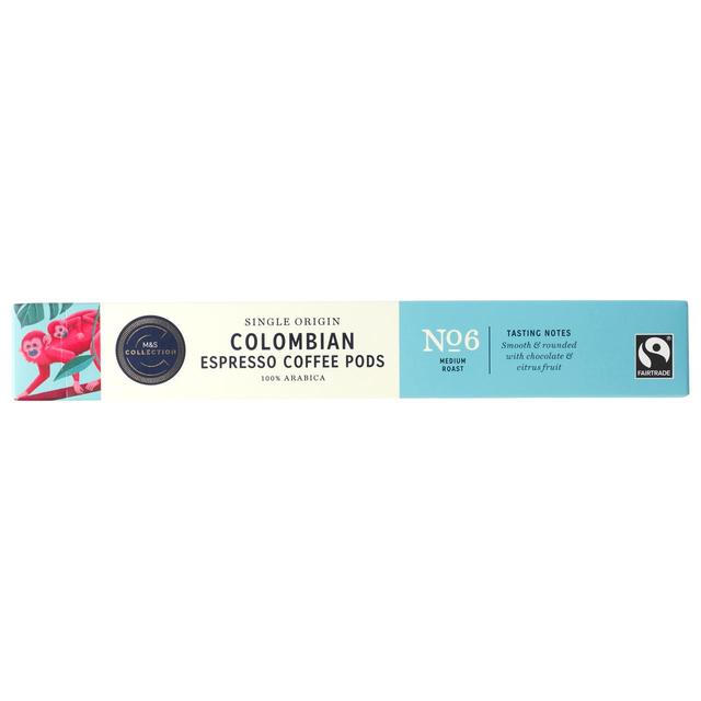 M&S Fairtrade Colombian Coffee Pods 10 per pack Botiga
