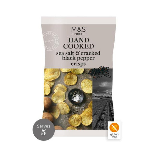 M&S Sea Salt & Cracked Black Pepper Crisps 150g Botiga