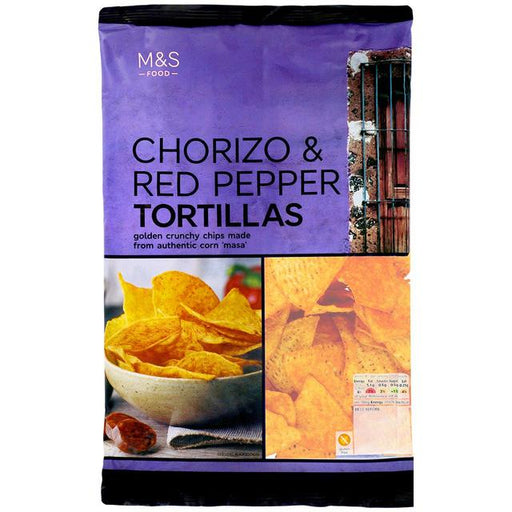 M&S Chorizo & Red Pepper Tortilla Chips 200g Botiga