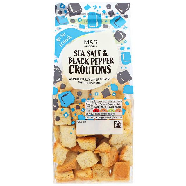 M&S Sea Salt & Black Pepper Croutons 80g Botiga