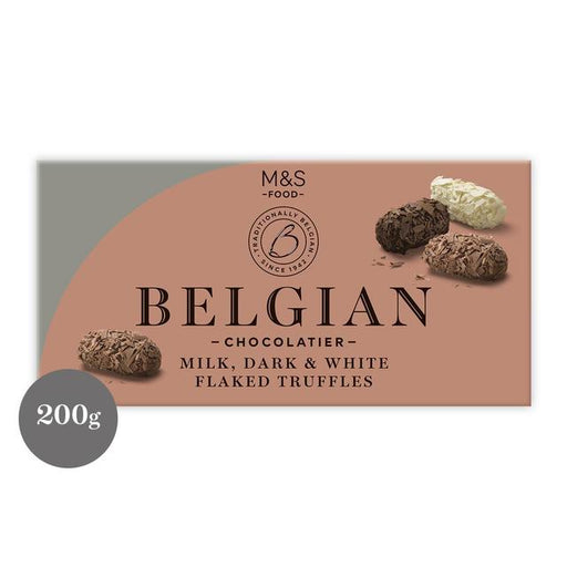 M&S Belgian Milk, Dark & White Chocolate Truffles 200g Botiga