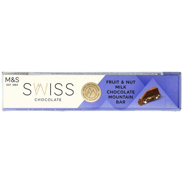 M&S Swiss Fruit & Nut Milk Chocolate Mountain Bar 100g Botiga