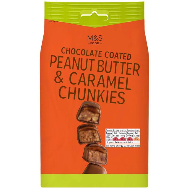 M&S Chocolate Coated Peanut Butter & Caramel Chunkies 130g Botiga