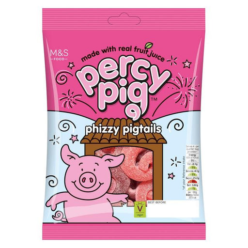 M&S Percy Pig Phizzy Pigtails 170g Botiga