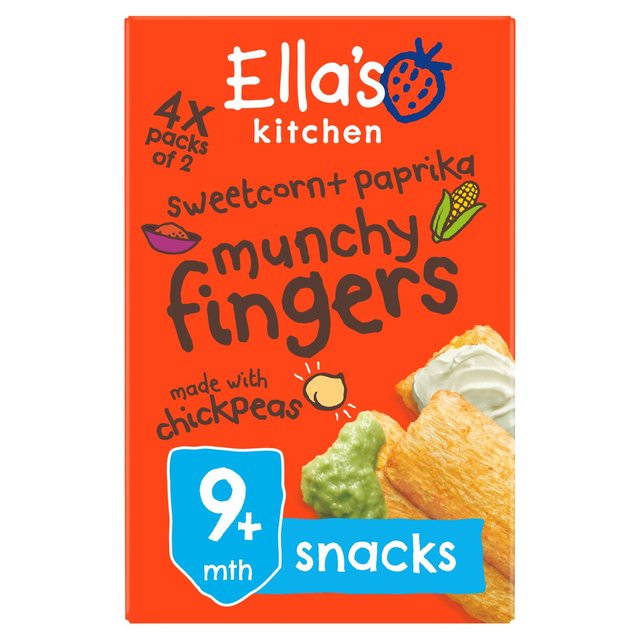 Ella's Kitchen Sweetcorn Paprika Munchy Fingers Multipack Baby 9+Months 48g Botiga
