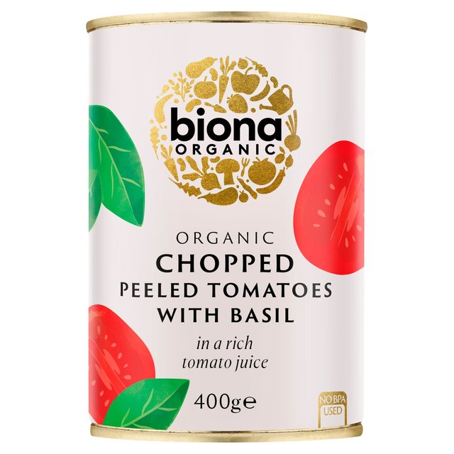 Biona Organic Chopped Tomatoes with Fresh Basil 400g Botiga