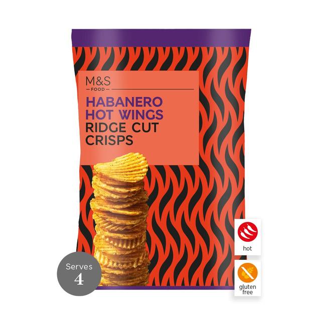 M&S Habanero Hot Wing Ridge Cut Crisps 135g Botiga