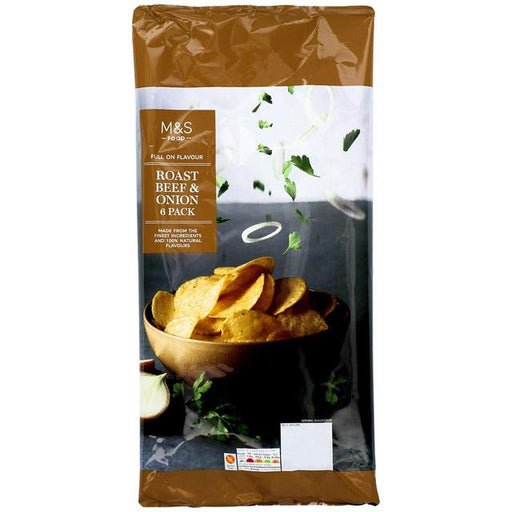 M&S Roast Beef & Onion Crisps 6 x 25g Botiga