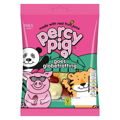 M&S Percy Pig Goes Globetrotting Fruit Gums 170g Botiga