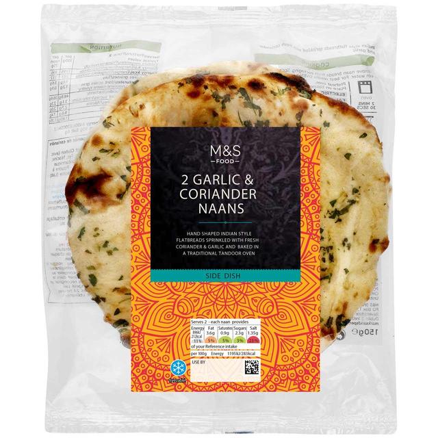 M&S Mini Garlic & Coriander Naans 75g Botiga