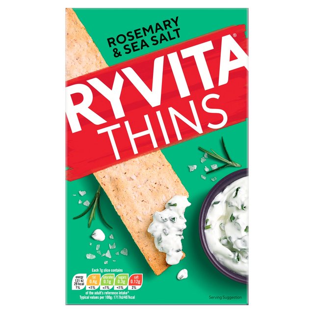 Ryvita Thins Rosemary & Sea Salt Flatbread Crackers 125g Botiga