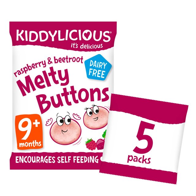 Kiddylicious Raspbery & Beetroot Melty Buttons Baby Snacks Multi 5 x 6g Botiga