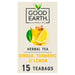 Good Earth Teabags Lemon, Ginger & Turmeric 15 per pack Botiga