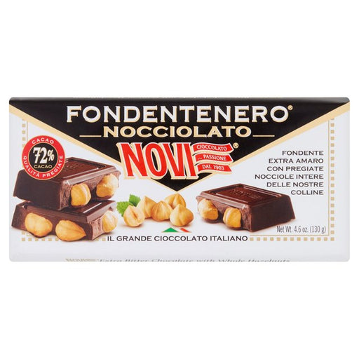 Novi Fondentenero Extra Dark Chocolate with Whole Hazelnuts 130g Botiga